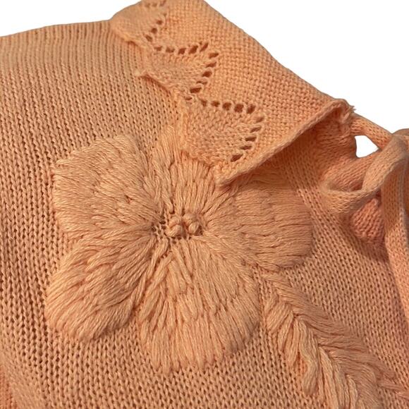1980’s VINTAGE Dead Stock Changing Scene Embroidered Flower Sweater Size Small - Picture 5 of 7
